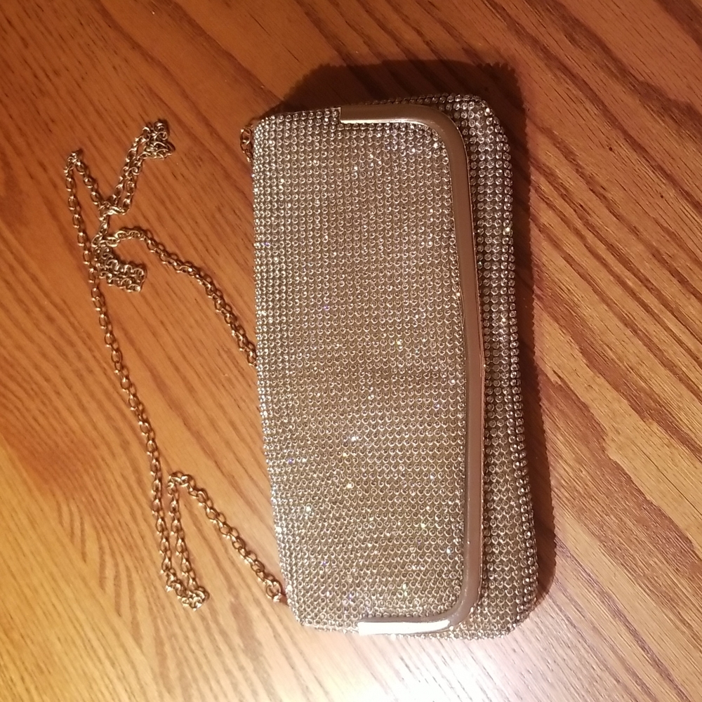 Gold clutch evening bag